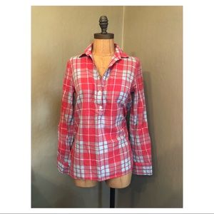J.Crew Popover Plaid Shirt - Coral/Lt Blue